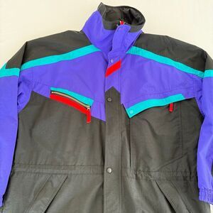 Helly Hansen | Vintage 90s Ski Parka | Men’s XL | Black Purple Teal Colorblock |